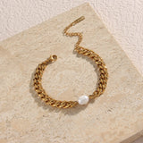 Freshwater Pearl Cuban Chain Bracelet For Women