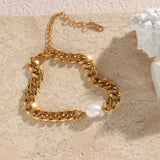 Freshwater Pearl Cuban Chain Bracelet For Women