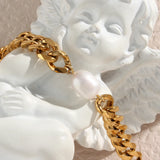 Freshwater Pearl Cuban Chain Bracelet For Women