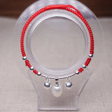 Freshwater Pearl Pendant Bracelet 925 Sterling Silver Red Thread