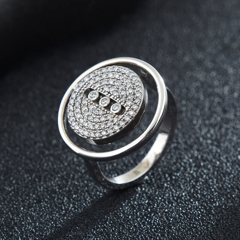 CZ Party Rings Round Button Ring For Women