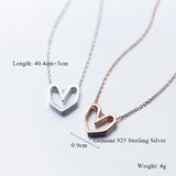 925 Silver Hollow Love Heart Necklace Choker Wedding Gift