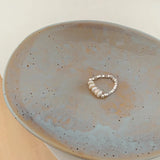 Geometric Pearl Bead Chain Silver Ring for Women Girls
