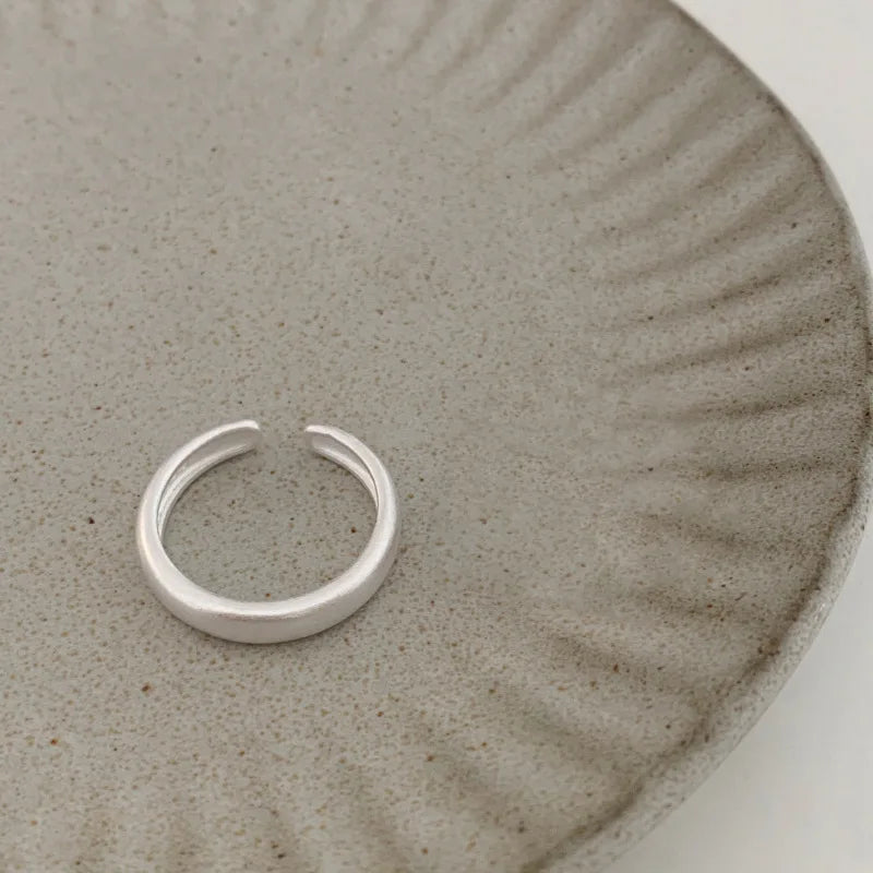 Geometric Pearl Bead Chain Silver Ring for Women Girls