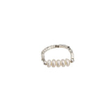 Geometric Pearl Bead Chain Silver Ring for Women Girls