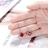 Gemstone Geometry Emerald Ear drops Ruby Silver Earrings for Women
