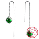 Gemstone Geometry Emerald Ear drops Ruby Silver Earrings for Women