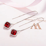 Gemstone Geometry Emerald Ear drops Ruby Silver Earrings for Women