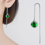 Gemstone Geometry Emerald Ear drops Ruby Silver Earrings for Women