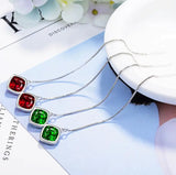 Gemstone Geometry Emerald Ear drops Ruby Silver Earrings for Women