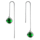 Gemstone Geometry Emerald Ear drops Ruby Silver Earrings for Women