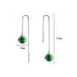 Gemstone Geometry Emerald Ear drops Ruby Silver Earrings for Women