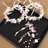 Bridal Headband Earring Pearl Hair Headdress Wedding Headbands