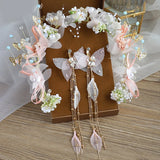 Bridal Headband Earring Pearl Hair Headdress Wedding Headbands