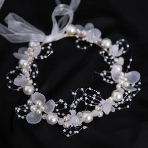 Pearl Bridal Headband Flower Wreath Wedding Headbands Hair Jewelry