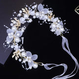 Pearl Bridal Headband Flower Wreath Wedding Headbands Hair Jewelry