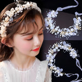 Pearl Bridal Headband Flower Wreath Wedding Headbands Hair Jewelry