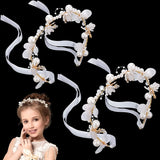 Pearl Bridal Headband Flower Wreath Wedding Headpiece Hair Jewelry