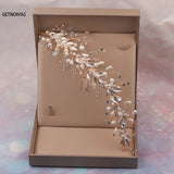 Bridal Headband Rhinestone Pearl Hair Headdress Flower Wreath