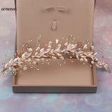 Bridal Headband Rhinestone Pearl Hair Headdress Flower Wreath