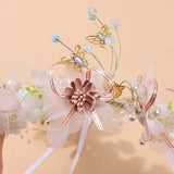 Pearl Hair Headdress Flower Wreath Bride Garland Head Hoop