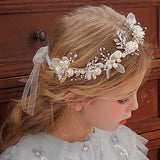Pearl Hair Headdress Flower Wreath Bride Garland Head Hoop