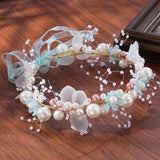 Pearl Hair Headdress Flower Wreath Bride Garland Head Hoop