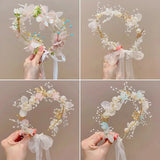 Romantic Pearl Bridal Headband Flower Wreath Wedding Headband