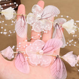 Butterfly Bridal Headband Pearl Earrings Hair Headdress Flower Wreath
