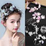 Butterfly Bridal Headband Pearl Earrings Hair Headdress Flower Wreath