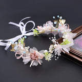 Boho Pearl Crown Floral Headband Beach Wedding Wreath