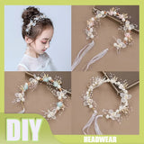 Flower Wreath Pearl Hair Headdress Bridal Headband Bride Garland Wedding Headban