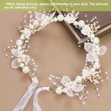 Flower Wreath Pearl Hair Headdress Bridal Headband Bride Garland Wedding Headban