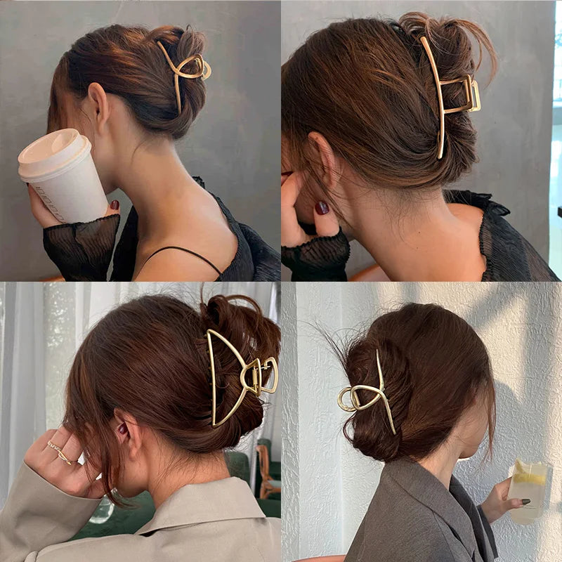 Geometric Metal Hair Clips for Women - Vintage Hollow Hairpin Barrette