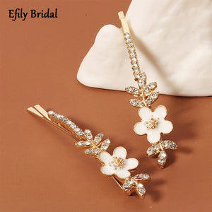 Rhinestone Flower Hair Clips Spring Hair Accessories Girls Woman Hairpins