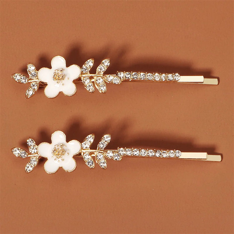 Rhinestone Flower Hair Clips Spring Hair Accessories Girls Woman Hairpins