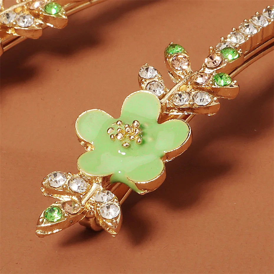 Rhinestone Flower Hair Clips Spring Hair Accessories Girls Woman Hairpins
