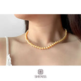 Shell Pearl Wedding Necklace 925 Sterling Silver Chain for Women