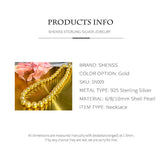 Shell Pearl Wedding Necklace 925 Sterling Silver Chain for Women