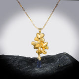 Golden Flower Pendant Enamel Women's Necklace Sweater Chain