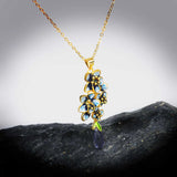 Golden Flower Pendant Enamel Women's Necklace Sweater Chain