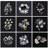 Gravel Beaded Pearl Brooch Pin Tree Flower Enamel Brooch for Women