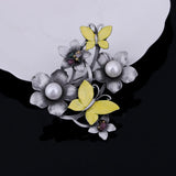 Gravel Beaded Pearl Brooch Pin Tree Flower Enamel Brooch for Women
