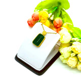 Green Stone Pendant Necklace 14K Square Jade Gemstone Necklace for Men and Women
