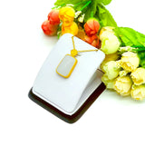 Green Stone Pendant Necklace 14K Square Jade Gemstone Necklace for Men and Women