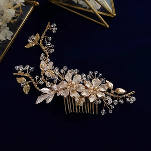 Leaves Flower Hair Comb Bridal Long Hair Pieces for Wedding