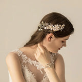 Leaves Flower Hair Comb Bridal Long Hair Pieces for Wedding