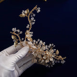 Leaves Flower Hair Comb Bridal Long Hair Pieces for Wedding