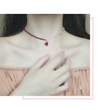 Heart Pendant Chocker Necklace Pearls Rope Chain Wedding Jewelry