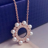 Pearl Necklace with Sun Flower Pendant